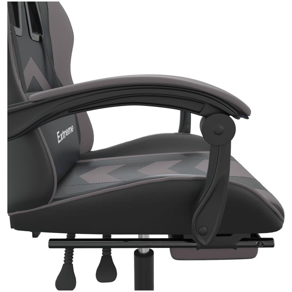 Sedia da Gaming Girevole Poggiapiedi Nero e Grigio Similpelle - Foto 2
