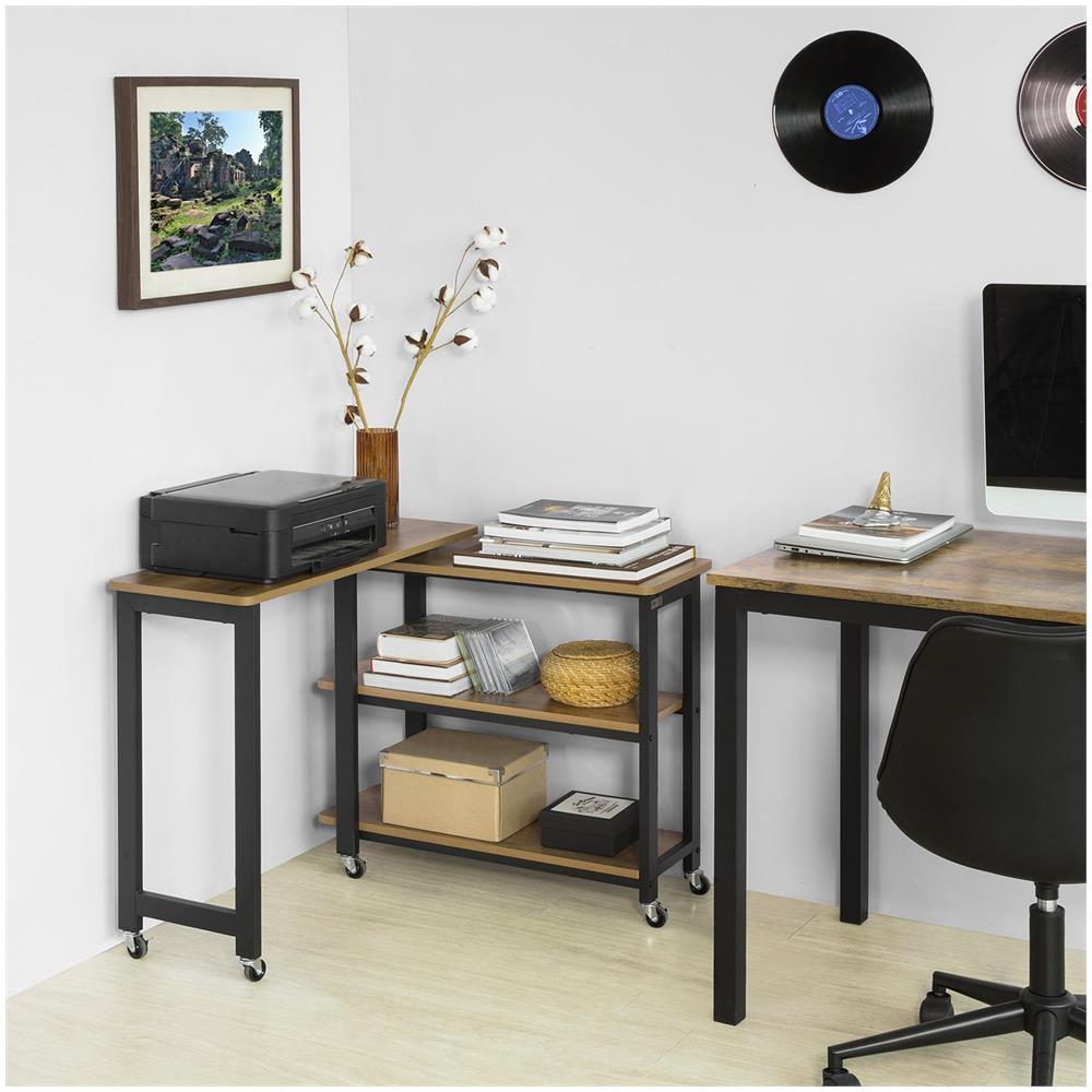 Tavolino Da Caffè Con Ruote Tavolino A Forma Di L Con 2 Ripiani, Scrivania Ad Angolo Consolle Stile Industriale, L133xp69xa30cm, Fwt83-pf - Foto 7