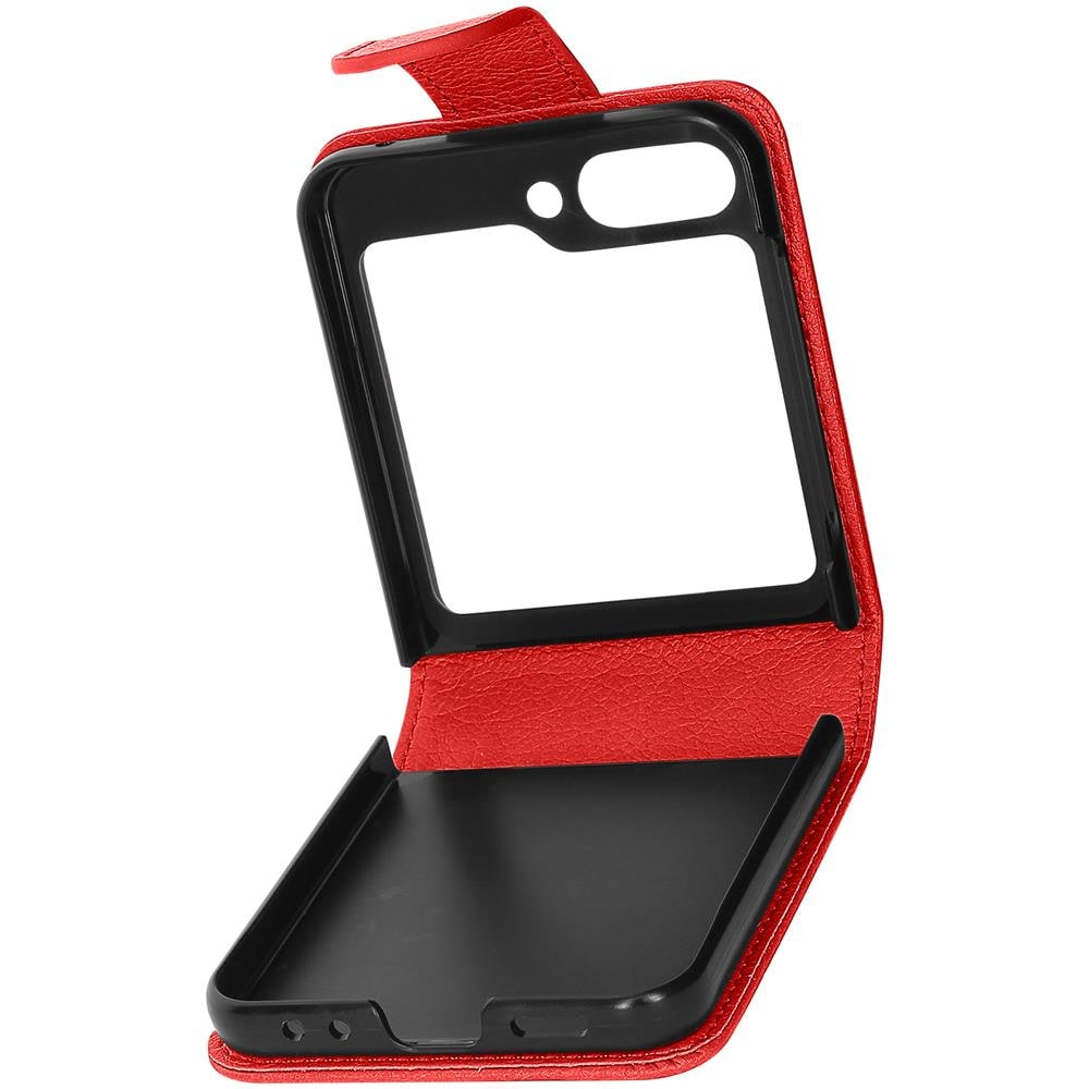 Cover A Libro Per Samsung Galaxy Z Flip5, Linguetta Magnetica Chesterfield Rossa - Foto 2