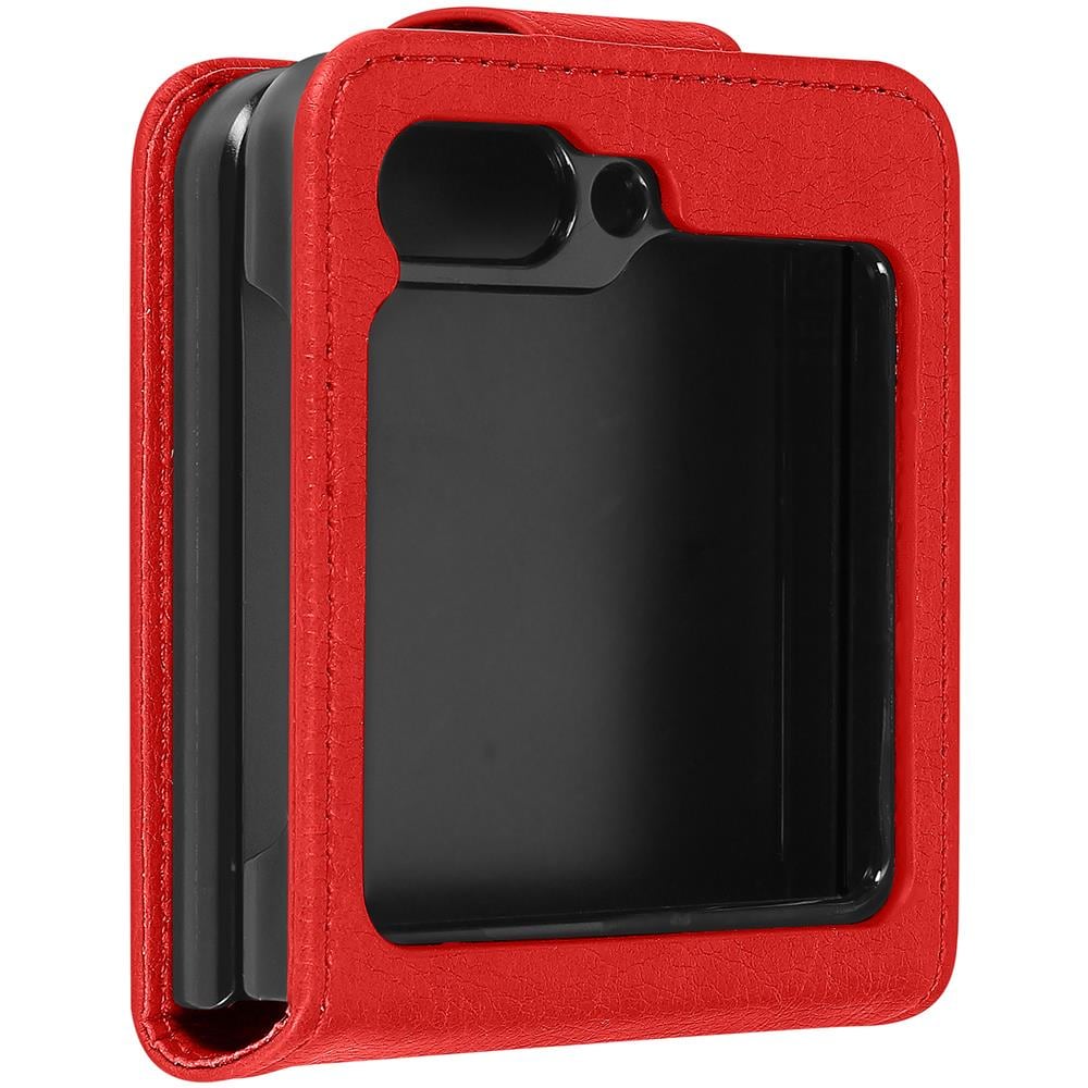Cover A Libro Per Samsung Galaxy Z Flip5, Linguetta Magnetica Chesterfield Rossa - Foto 1