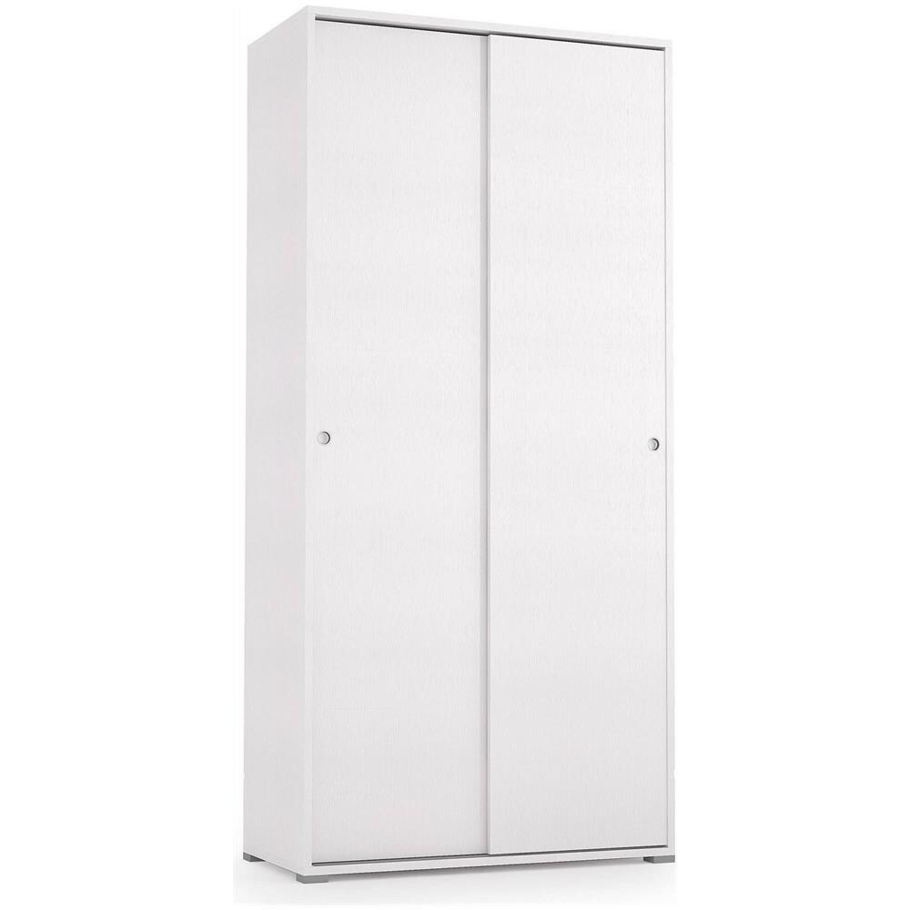 Guardaroba Dalia, Armadio A 2 Ante Scorrevoli E 4 Ripiani, Mobile Moderno Multiuso Per Camera Da Letto, 100% Made In Italy, 90x45h195 Cm, Bianco - Foto 2