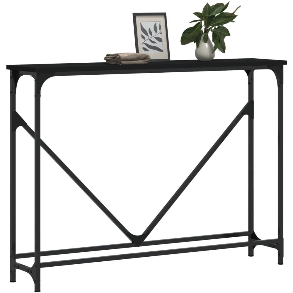 Tavolino Consolle Nero 102x22,5x75 Cm In Legno Multistrato - Foto 3
