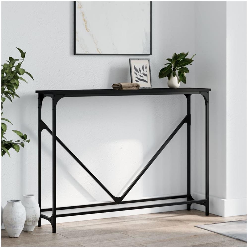 Tavolino Consolle Nero 102x22,5x75 Cm In Legno Multistrato - Foto 1