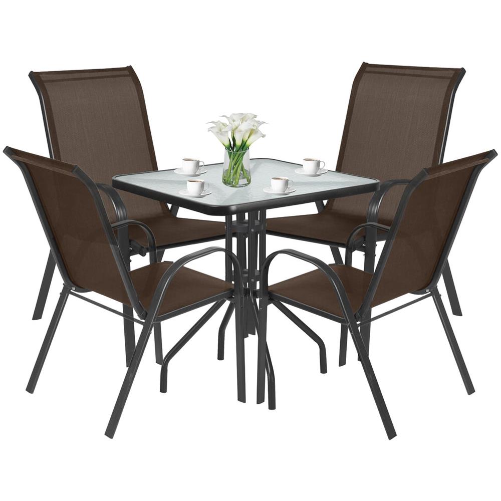 Set da giardino VALORA ISLAND con 4 sedie SOFIA marroni - Foto 1