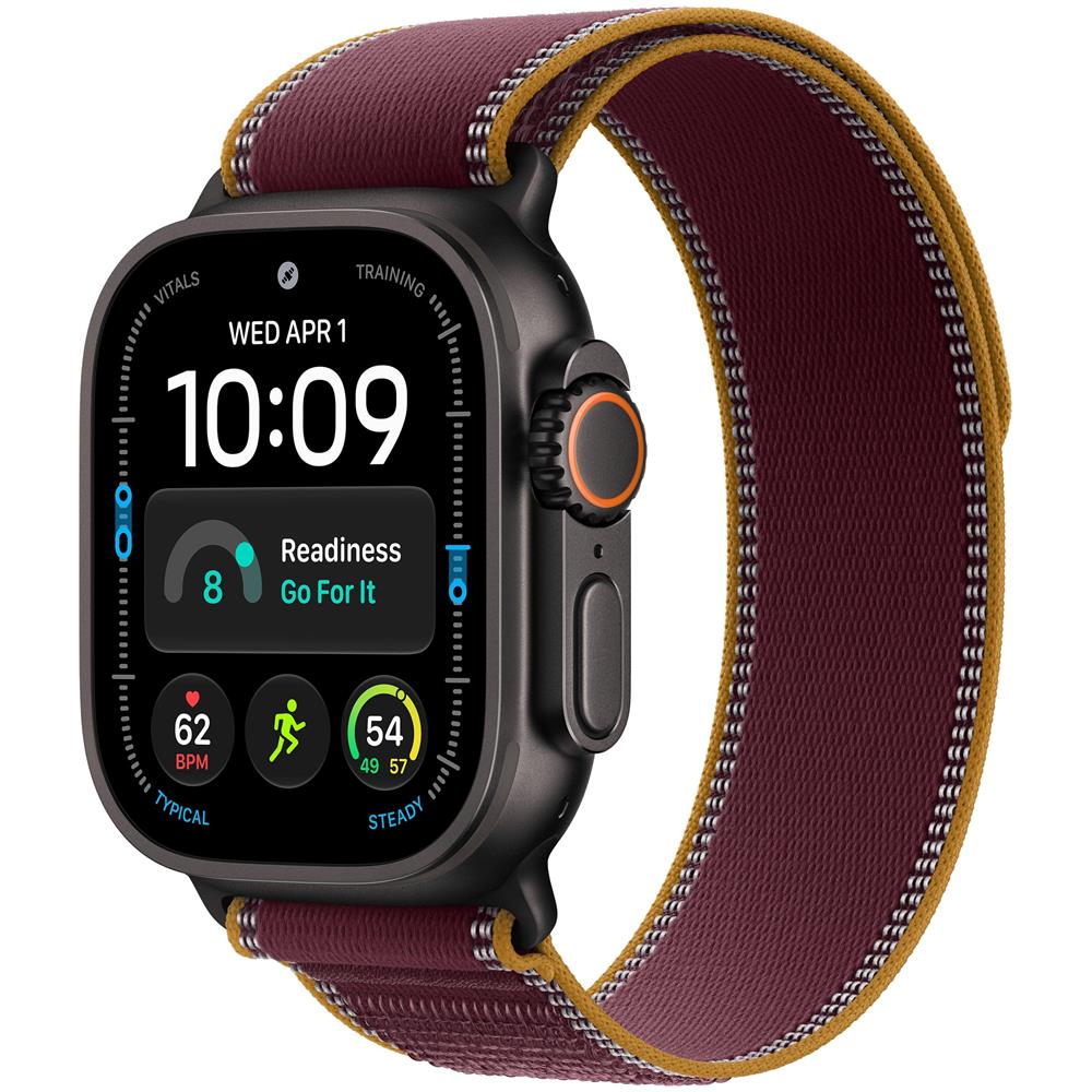 Watch Ultra 4 GPS + Cellular 49 mm Titanio Nero con Cinturino Trail Loop Bordeaux S /M - Foto 1