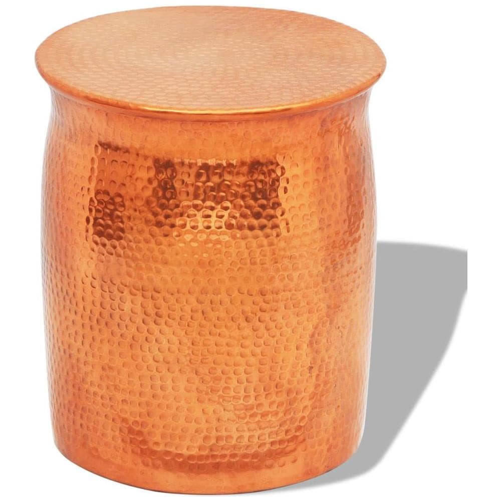 Sgabello Tavolino Laterale In Alluminio Battuto Colore Ottone / Rame - Foto 1