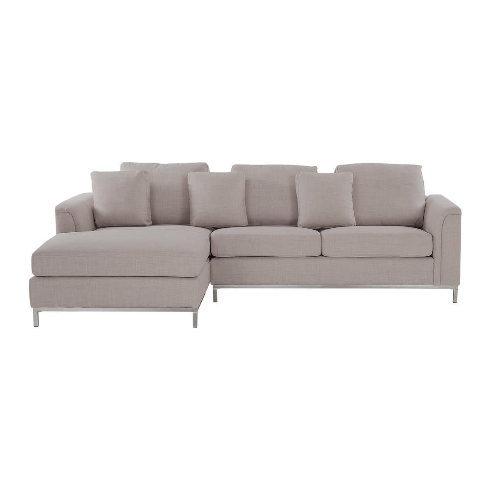 Divano Angolare In Tessuto Beige Versione Destra Oslo - Foto 1