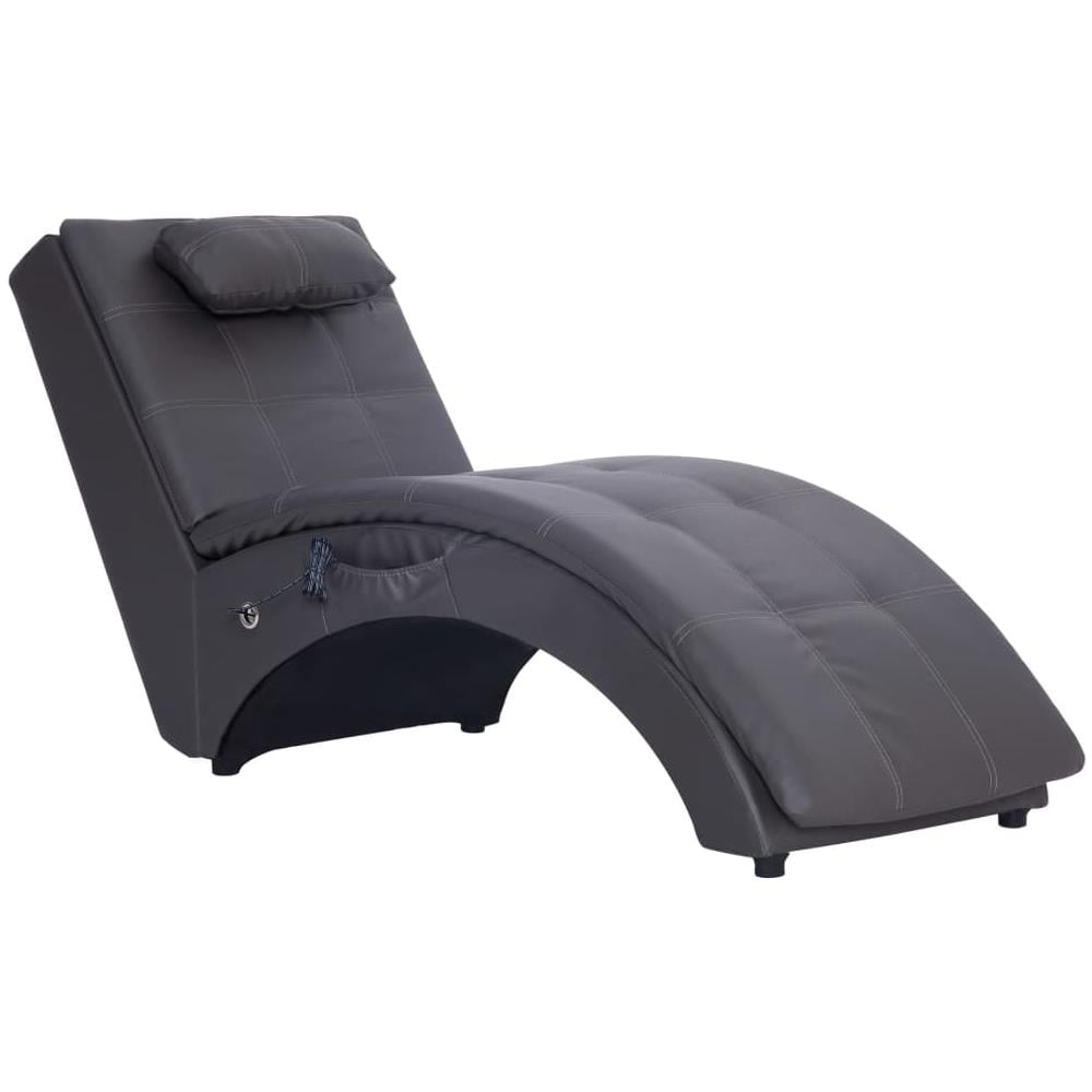 Poltrona Massaggiante Con Cuscino Grigia In Similpelle - Foto 2