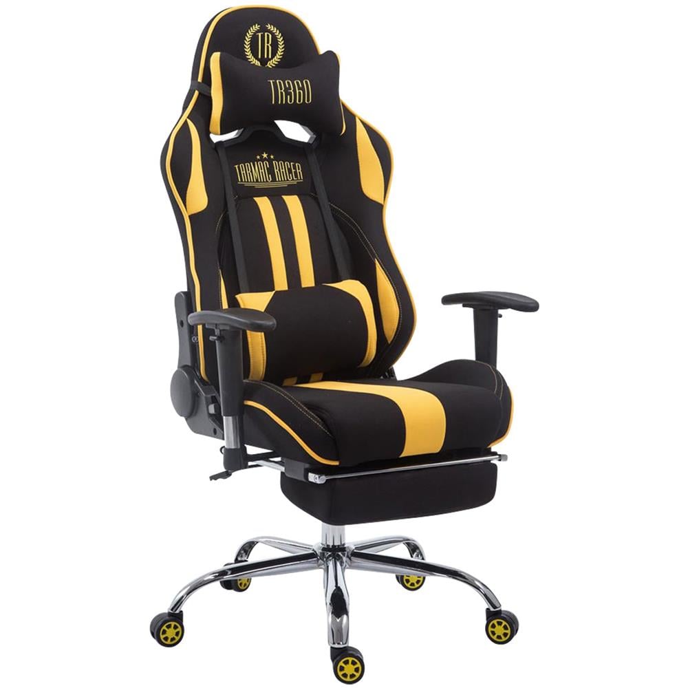 Sedia Gaming Ufficio Limit XL in Tessuto I Poltrona Racing Rinforzata Max 150 kg I Poltrona Ergonomica con Ruote Nero Giallo con Poggiapiedi - Foto 1