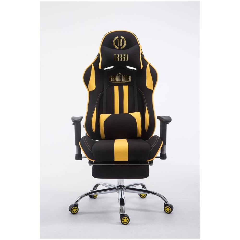 Sedia Gaming Ufficio Limit XL in Tessuto I Poltrona Racing Rinforzata Max 150 kg I Poltrona Ergonomica con Ruote Nero Giallo con Poggiapiedi - Foto 2