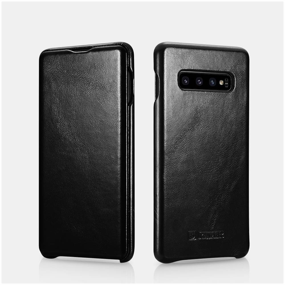 Samsung Galaxy S10 Più Curvo Del Bordo Della Cassa Del Cuoio Di Lusso Vintage Nero - Foto 1