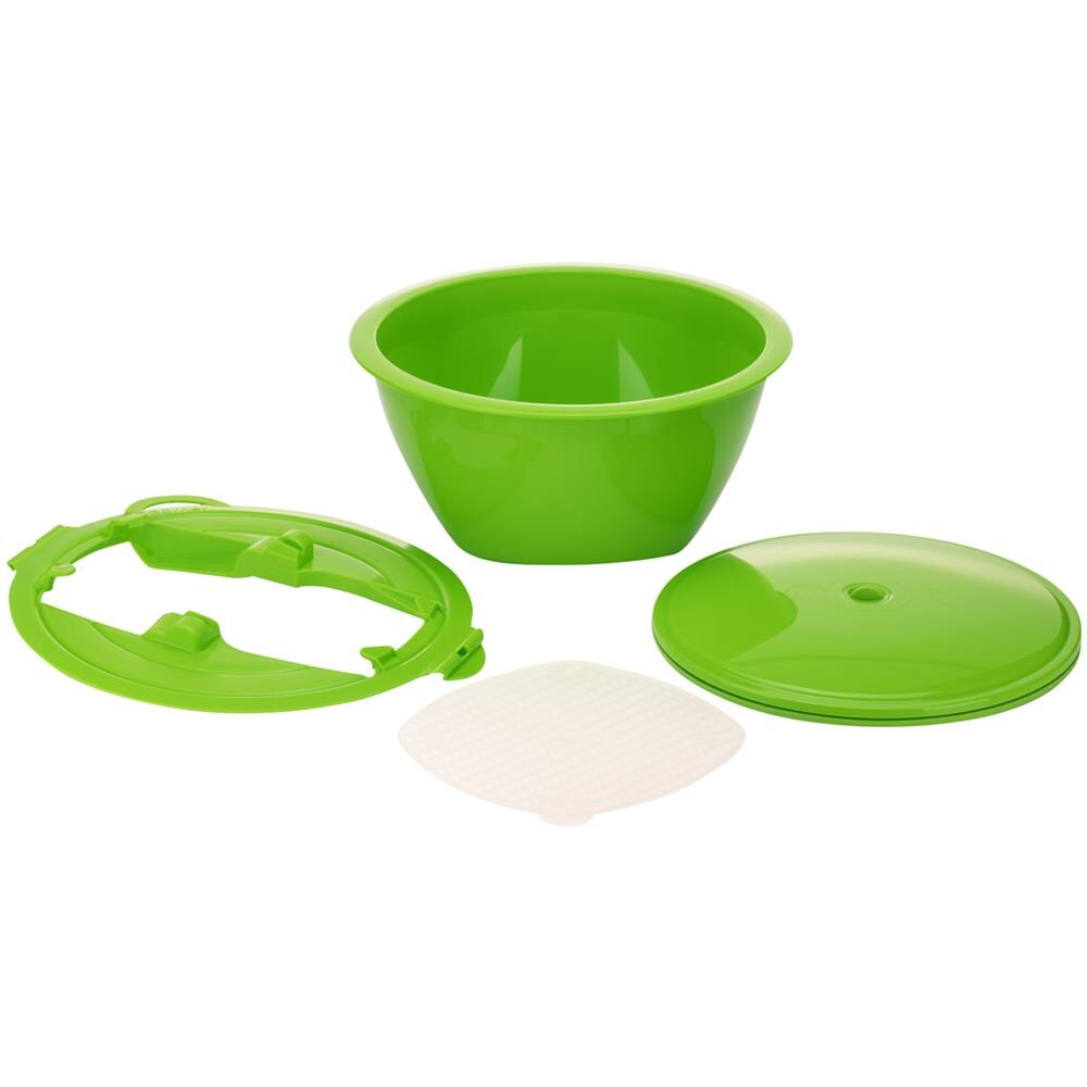 Multimaker + Placca in bianco - Insalatiera con coperchio per cottura a vapore - Ciotola per alimenti freschi sottovuoto | verde - Foto 1
