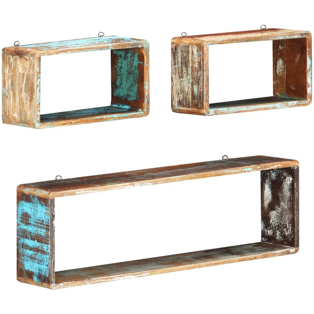 Set Mensole Cubiche Da Parete 3pz In Legno Massello Di Recupero - Foto 1