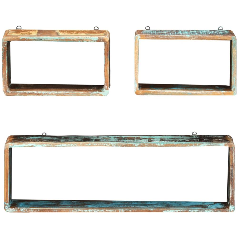 Set Mensole Cubiche Da Parete 3pz In Legno Massello Di Recupero - Foto 2