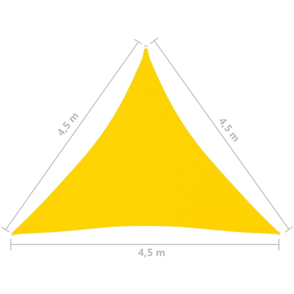 Parasole a Vela Oxford Triangolare 4,5x4,5x4,5 m Giallo - Foto 6