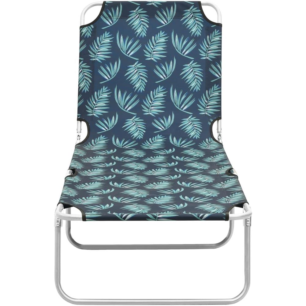 Lettino Prendisole Pieghevole Acciaio e Tessuto Motivo a Foglie - Foto 2