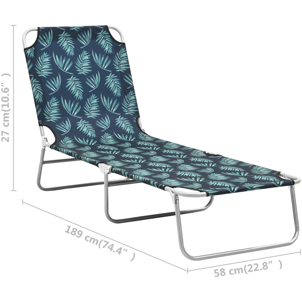 Lettino Prendisole Pieghevole Acciaio e Tessuto Motivo a Foglie - Foto 10