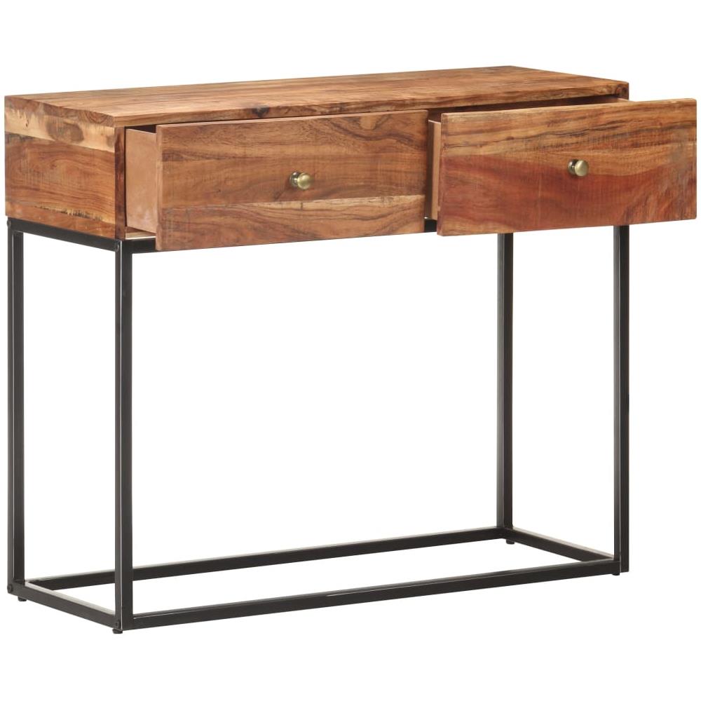 Tavolo Consolle 90x35x75 Cm In Legno Grezzo Di Acacia - Foto 2