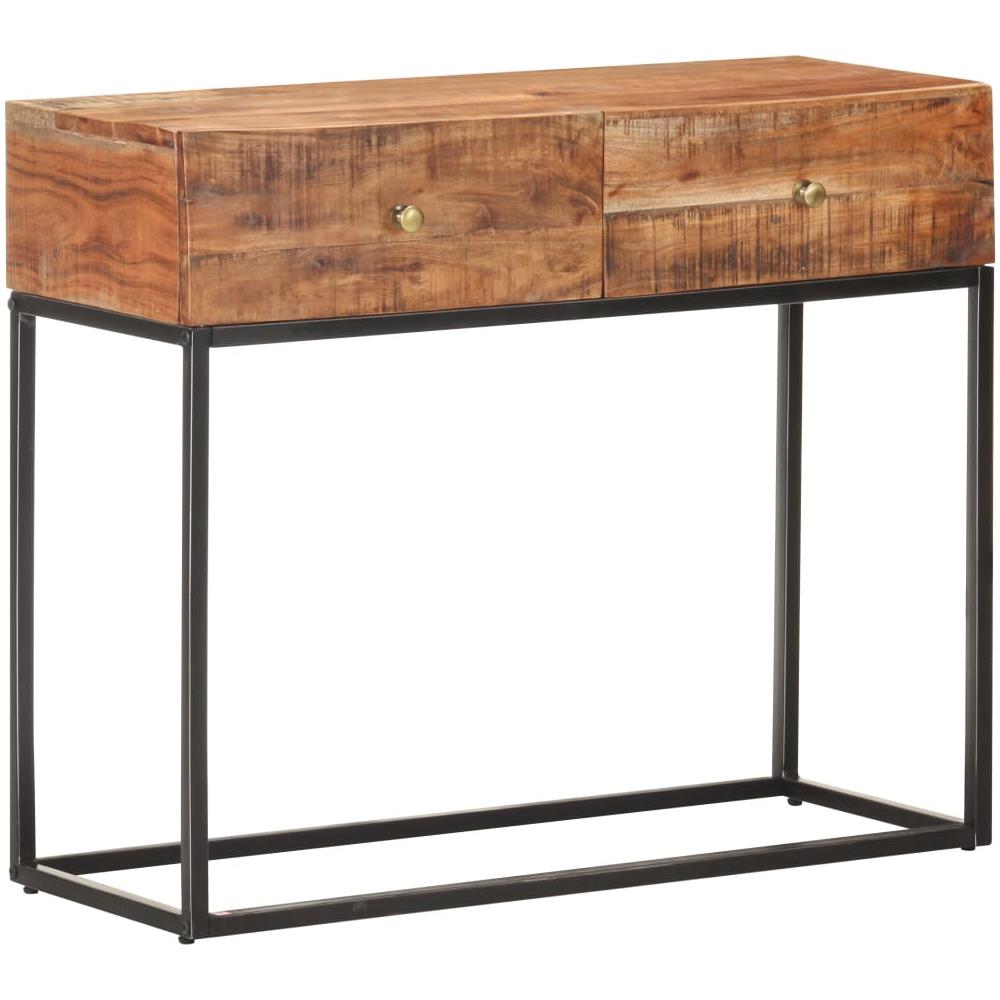 Tavolo Consolle 90x35x75 Cm In Legno Grezzo Di Acacia - Foto 8