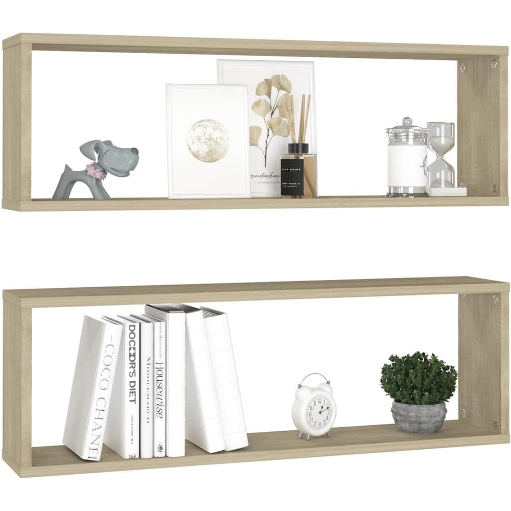 Mensole Parete Cubo 2pz Rovere Sonoma 80x15x26,5cm Multistrato - Foto 3