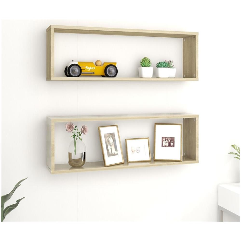 Mensole Parete Cubo 2pz Rovere Sonoma 80x15x26,5cm Multistrato - Foto 1