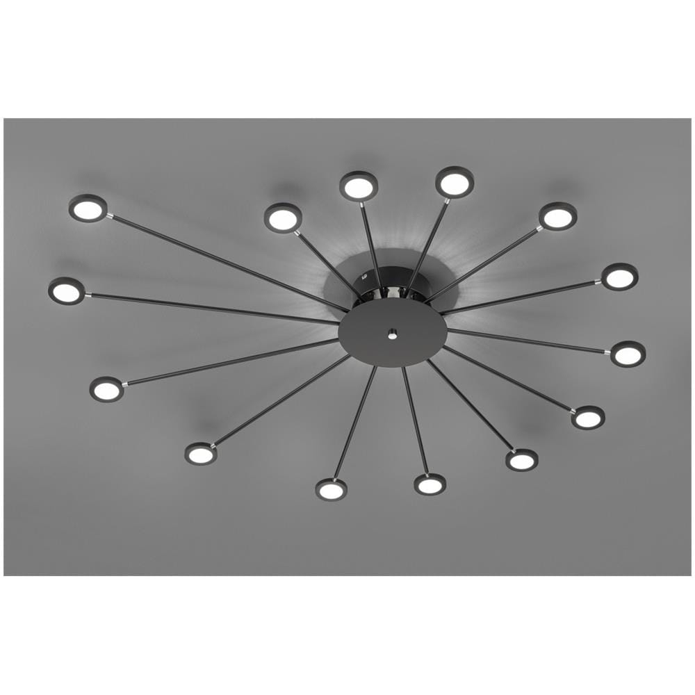 Peacock Plafoniera Anche Retro-illuminata Con 15 Steli Orientabili E Girevoli Antracite D. 115cm - Foto 1