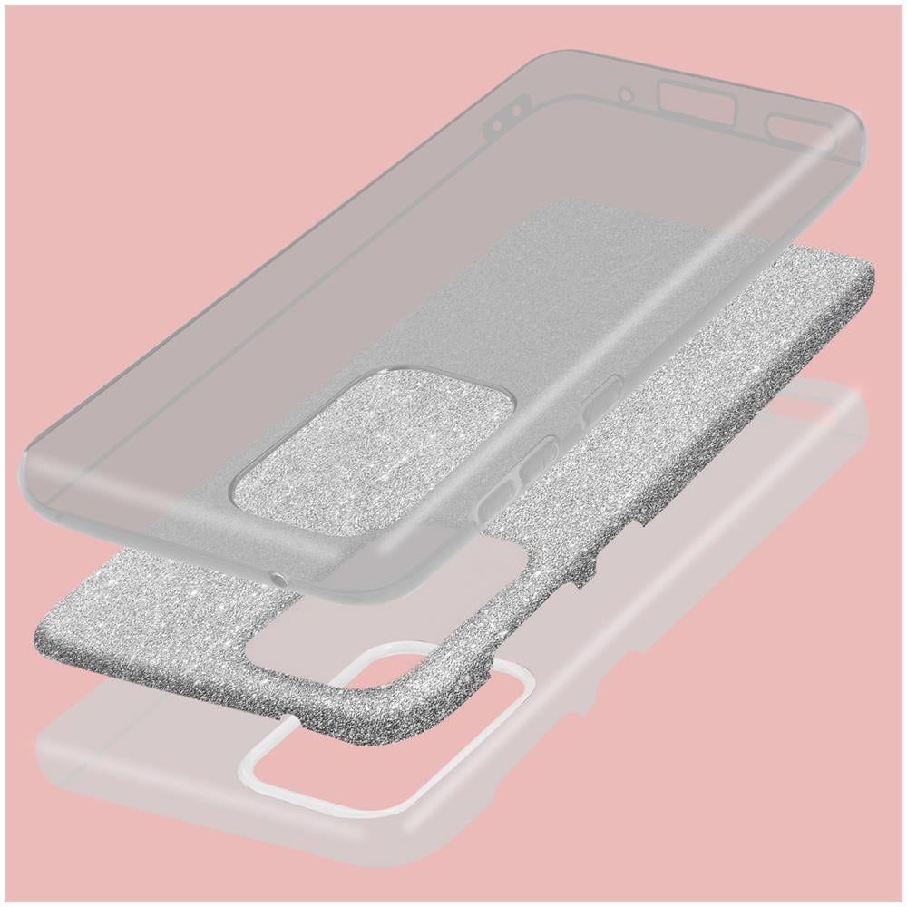 Cover Samsung Galaxy A33 5g Silicone Semi-rigido Con Paillette Amovibili Argento - Foto 2
