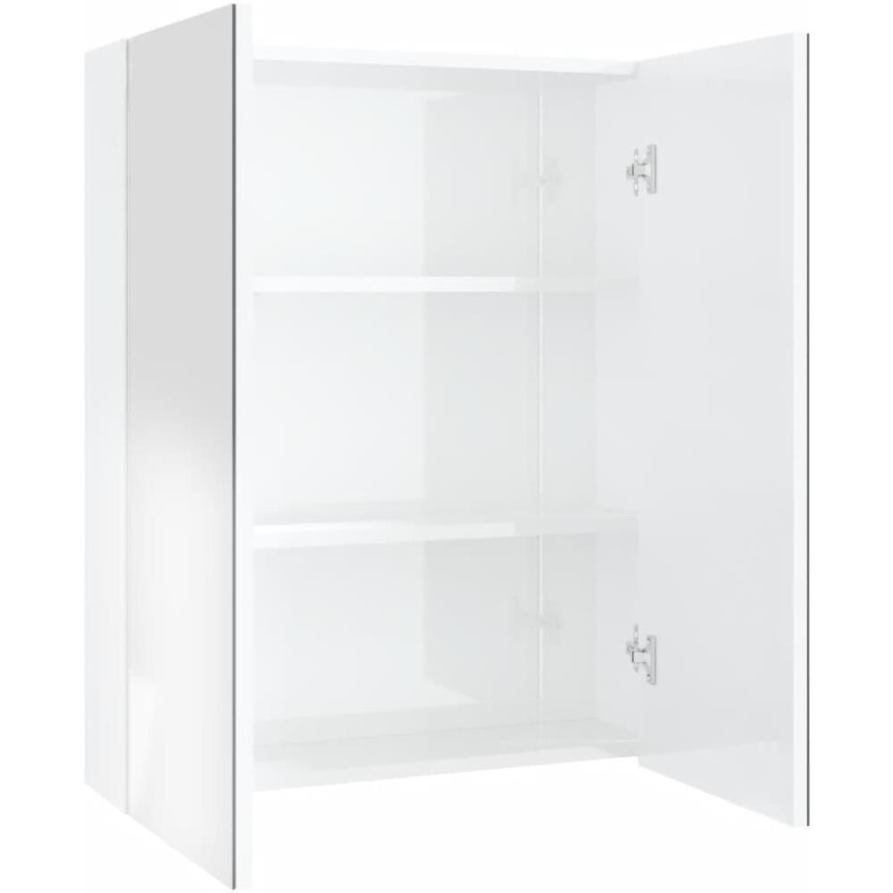 Armadietto A Specchio Per Bagno 60x15x75 Cm Mdf Bianco Lucido - Foto 2