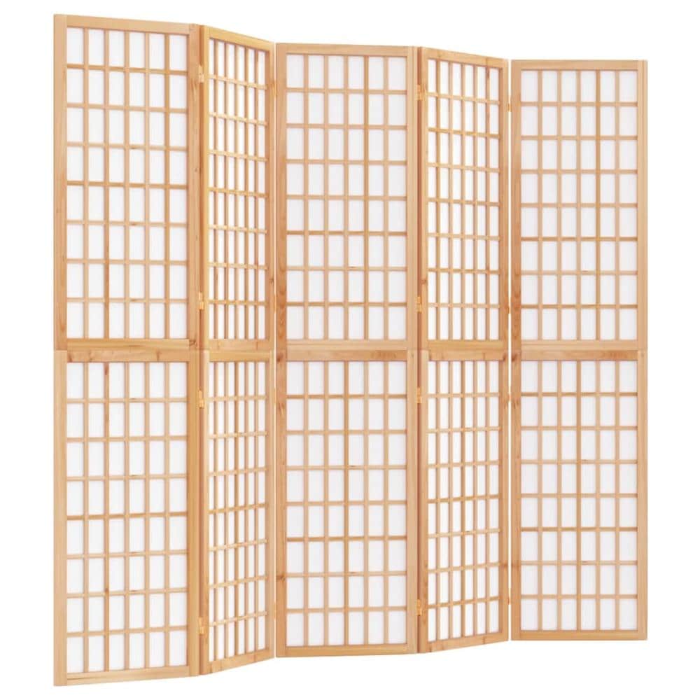 Divisorio Pieghevole 5 Pannelli Stile Giapponese 200x170 Cm - Foto 2