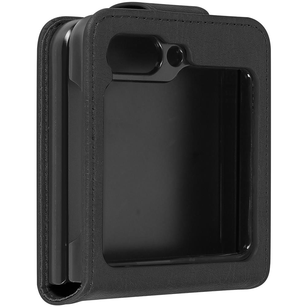 Cover A Libro Per Samsung Galaxy Z Flip5, Linguetta Magnetica Chesterfield Nera - Foto 1