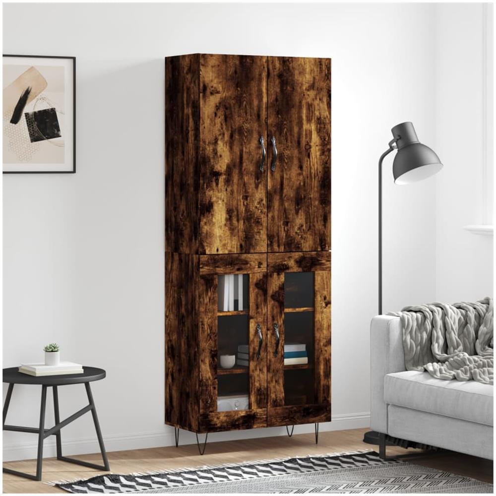 Credenza Rovere Fumo 69,5x34x180 Cm In Legno Multistrato - Foto 1