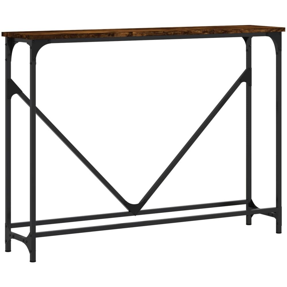Tavolino Consolle Rovere Fumo 102x22,5x75 Cm Legno Multistrato - Foto 2