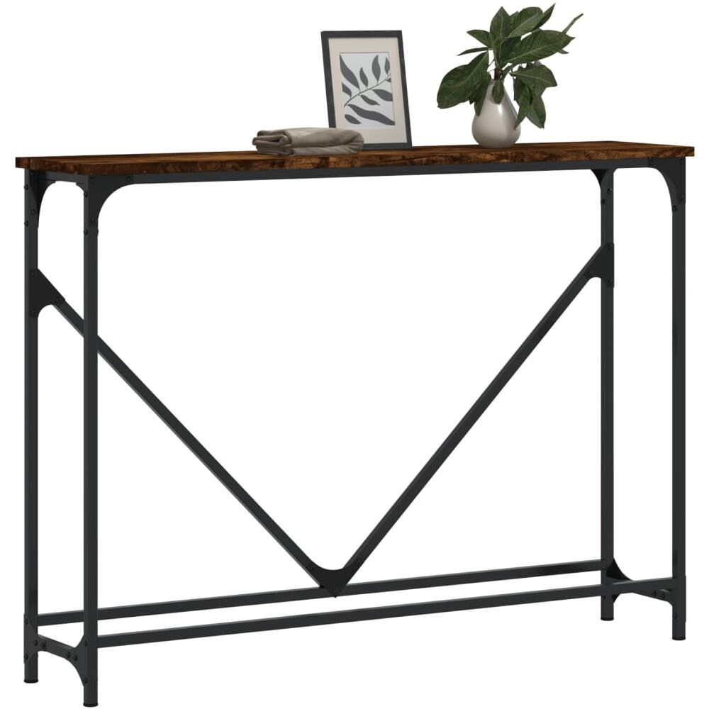 Tavolino Consolle Rovere Fumo 102x22,5x75 Cm Legno Multistrato - Foto 3