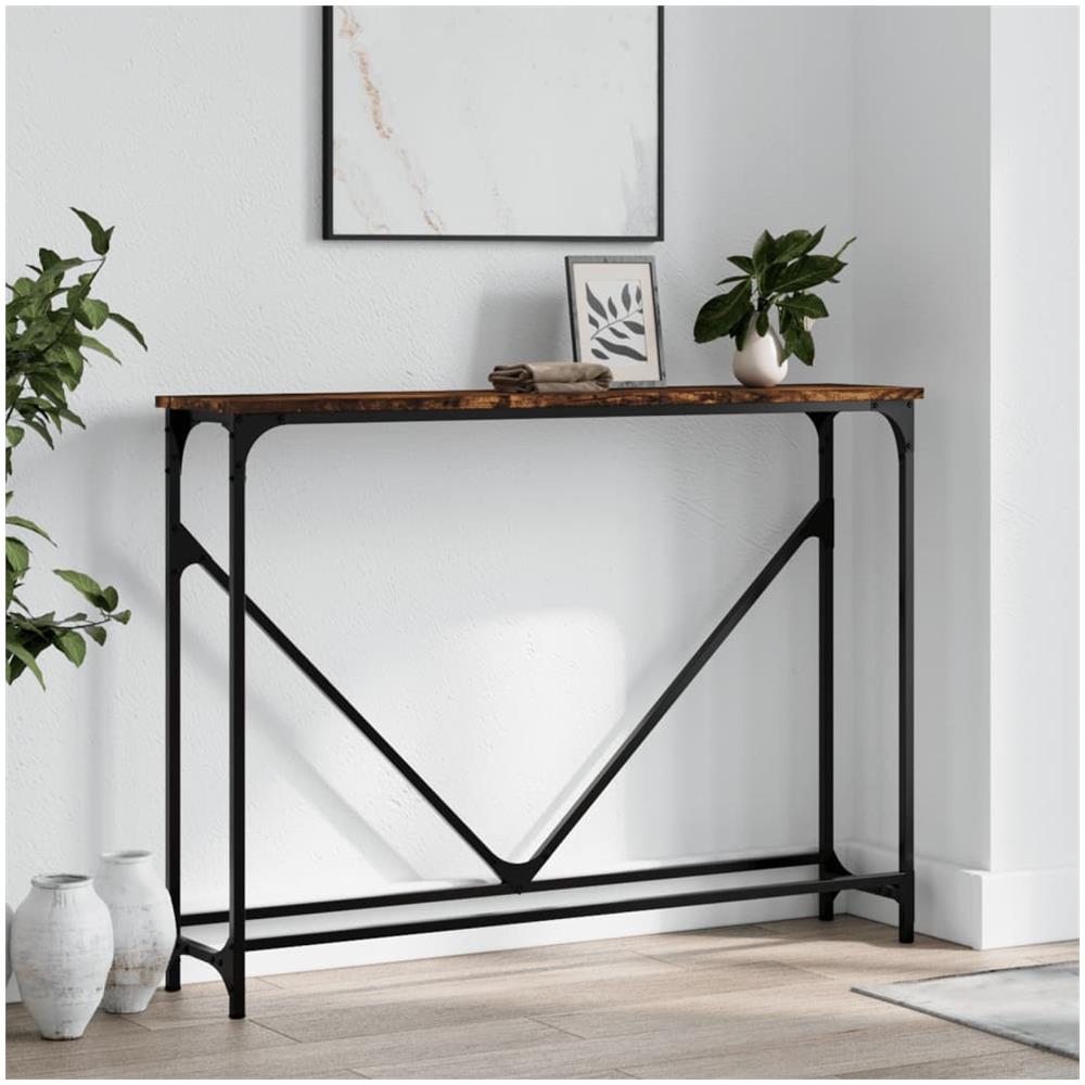 Tavolino Consolle Rovere Fumo 102x22,5x75 Cm Legno Multistrato - Foto 1