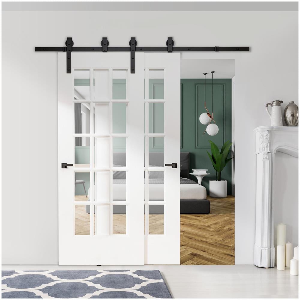 Kit Porta Scorrevole in Acciaio con Binario, Rulli, Fermi, Guide, Bulloni e Viti, 200x0.6x4 cm, Nero - Foto 2