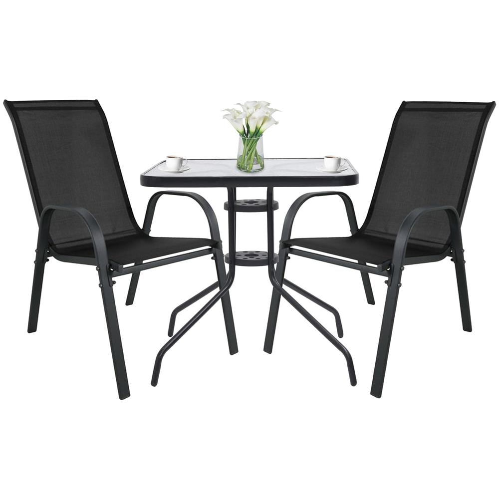 Tavolo quadrato ISLAND 60cm + 2 sedie SOFIA nere - Foto 1