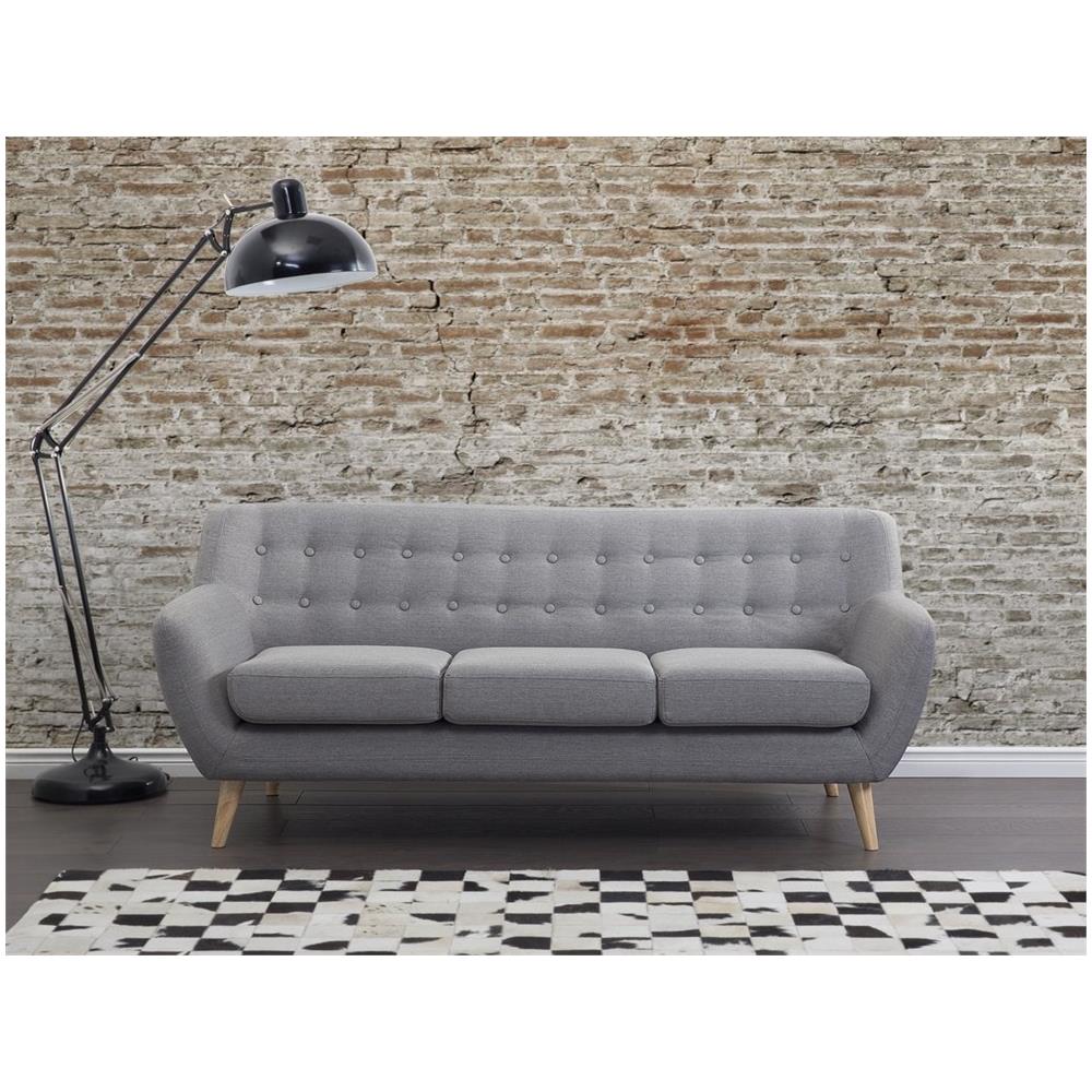 Divano A 3 Posti In Tessuto Grigio Chiaro Motala - Foto 2