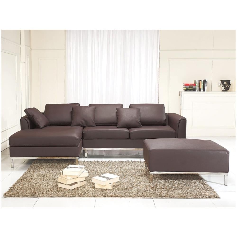 Divano Angolare In Pelle Marrone Versione Destra Oslo - Foto 2