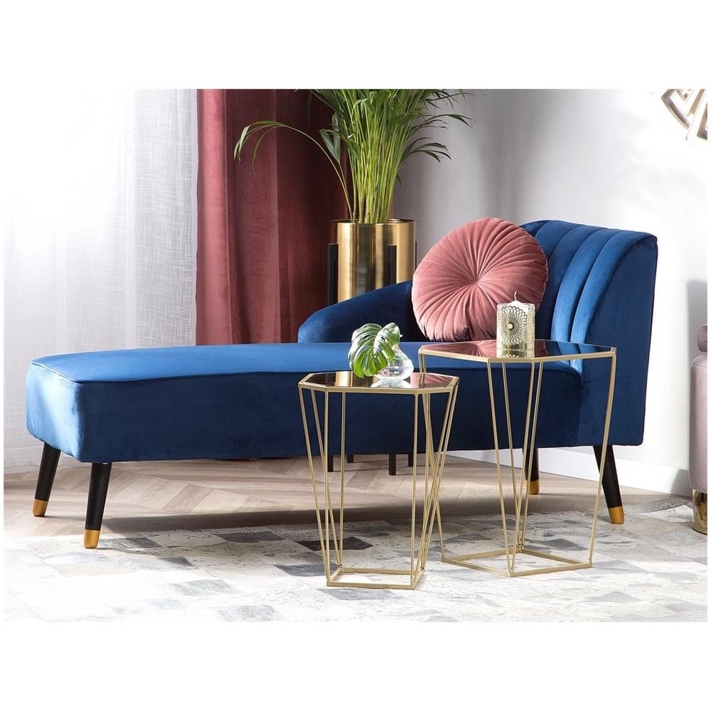 Set Da 2 Tavolini Da Soggiorno Oro E Specchio Sierra - Foto 1