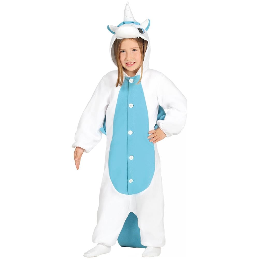 Travestimento Tuta Da Unicorno Bianco E Azzurro Per Bambino - Taglia: 7-9 Anni (125-135 Cm) - Foto 1