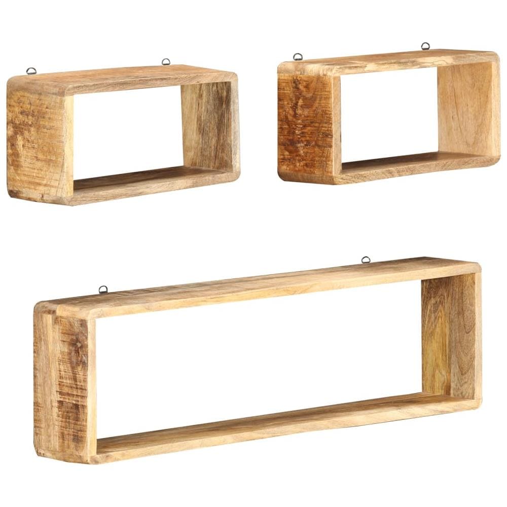 Set Mensole Cubiche Da Parete 3 Pz In Legno Massello Di Mango - Foto 1