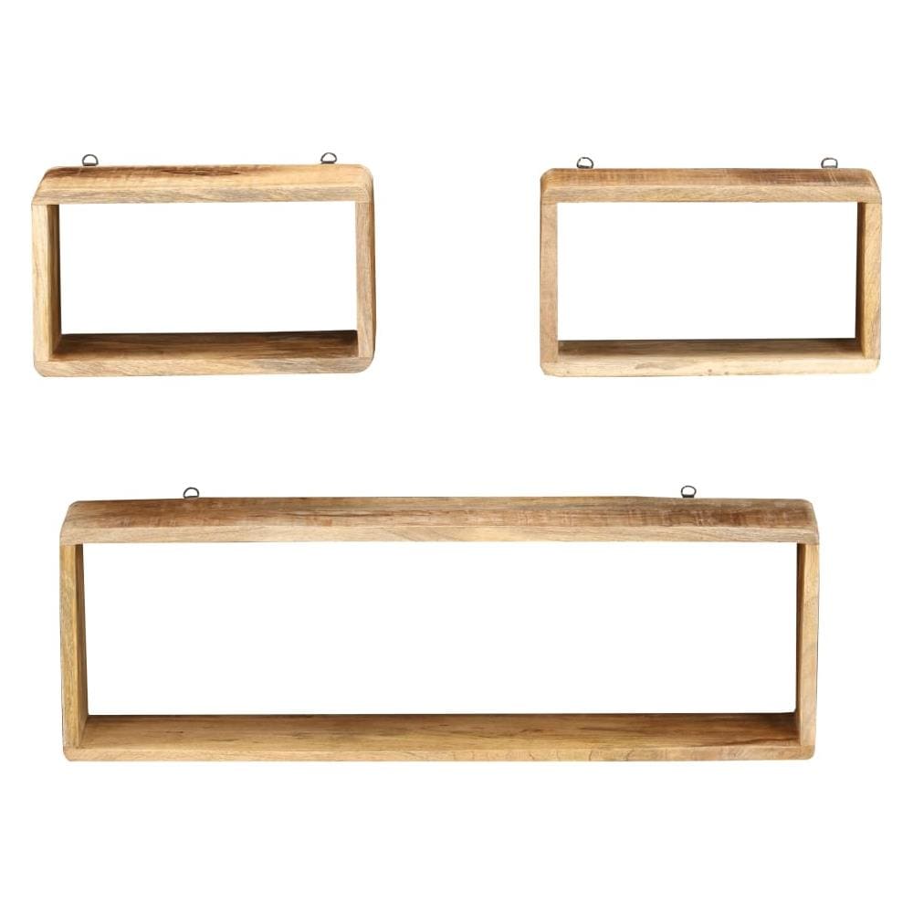 Set Mensole Cubiche Da Parete 3 Pz In Legno Massello Di Mango - Foto 2