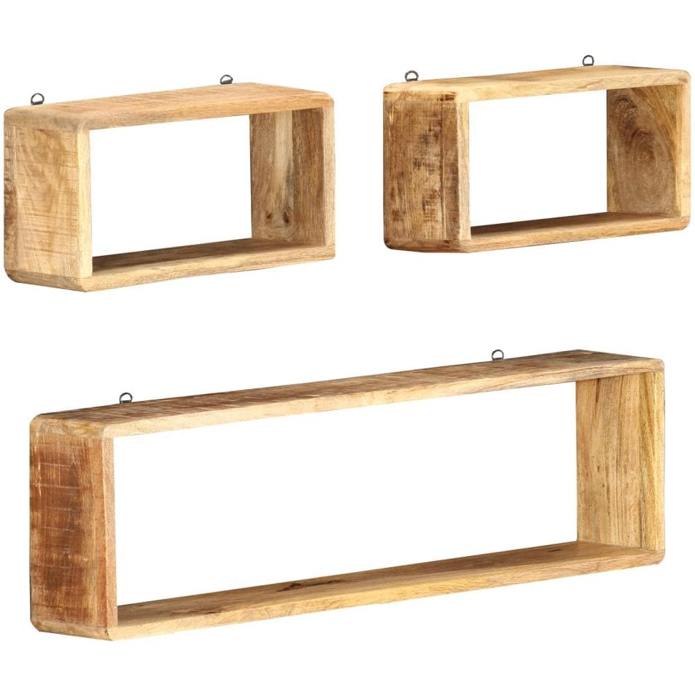 Set Mensole Cubiche Da Parete 3 Pz In Legno Massello Di Mango - Foto 8