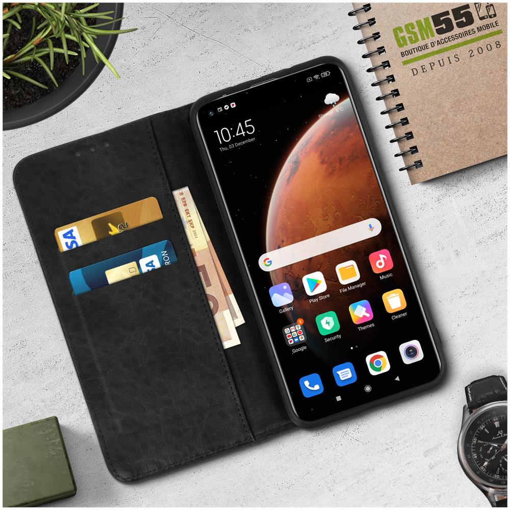 Custodia Portafoglio Xiaomi Mi 10t / 10t Pro Stand Video Aspetto Vintage Nero - Foto 10