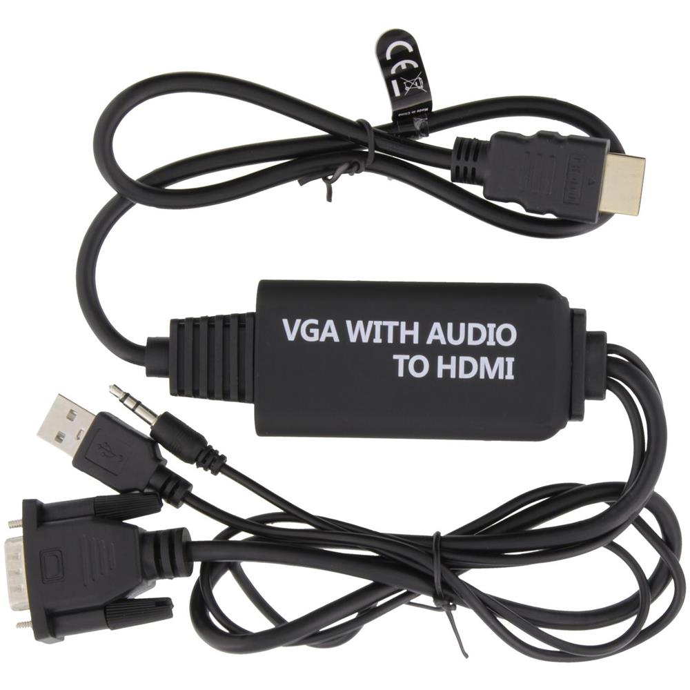 Cavo Vga A Hdmi E Audio, 1 M, Fhd, Alimentato Tramite Usb, Nero - Foto 2