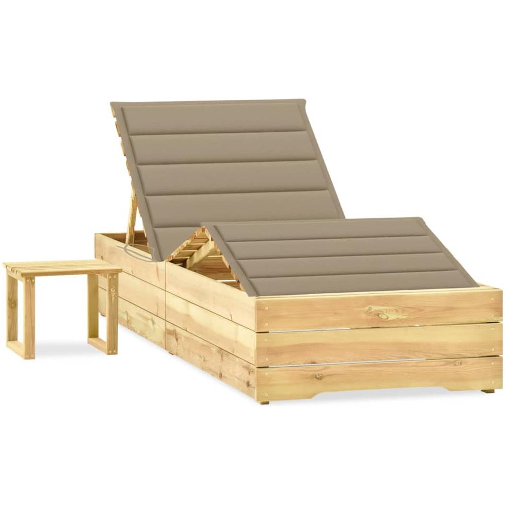 Lettino da Giardino con Tavolino Cuscino Legno Pino Impregnato - Foto 1