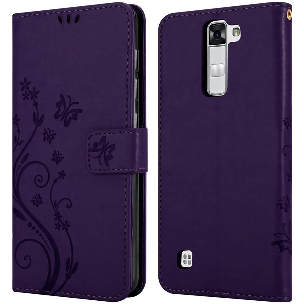 Custodia Compatibile Con Lg K7 In Lilla Scuro Fiore - Coperchio Protettivo In Design Floreale Con Chiusura Magnetica, Funzione Stand E Slot Per Carte - Foto 8