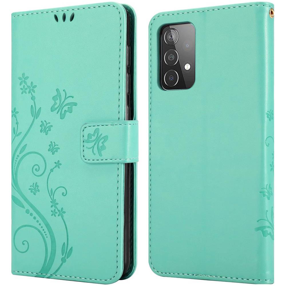 Cadorabo Custodia Compatibile Con Samsung Galaxy A52 5g In Turchese Fiore - Coperchio Protettivo In Design Floreale Con Chiusura Magnetica, Funzione Stand E Slot Per Carte - Foto 8