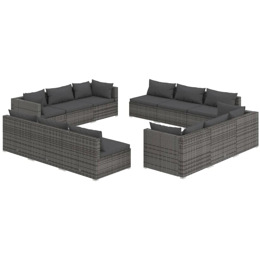 Set Divani Da Giardino 12 Pz Con Cuscini In Polyrattan Grigio - Foto 1