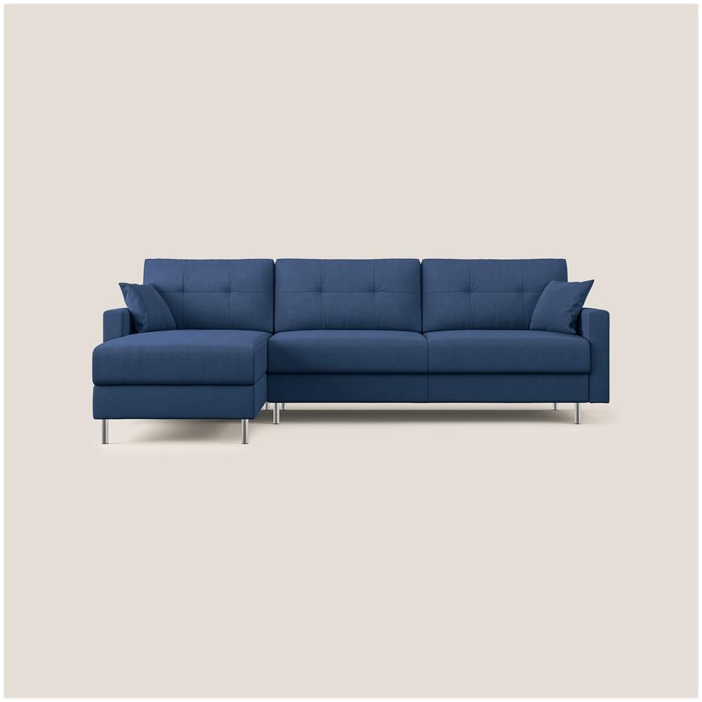 Megan Divano Letto Angolare In Microfibra Smacchiabile T11 Blu 251 Cm Sinistro (mat. 120x197) - Foto 1